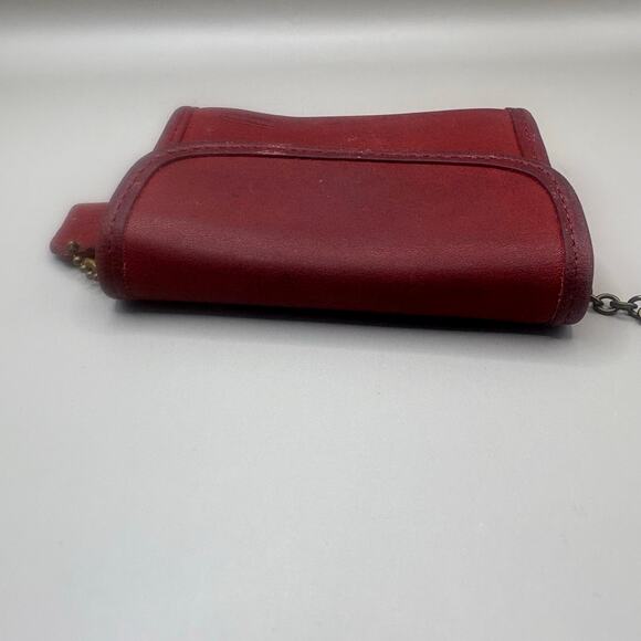 VTG Coach Multifunction Purse 7219 Red Small Leather Snap Close Tiny Hangtag 90s - Picture 6 of 16